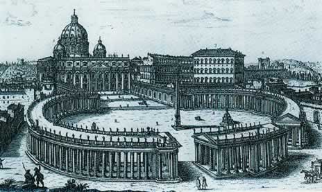 Rom, Petersplatz, Entwurf von Gianlorenzo Bernini, 1667